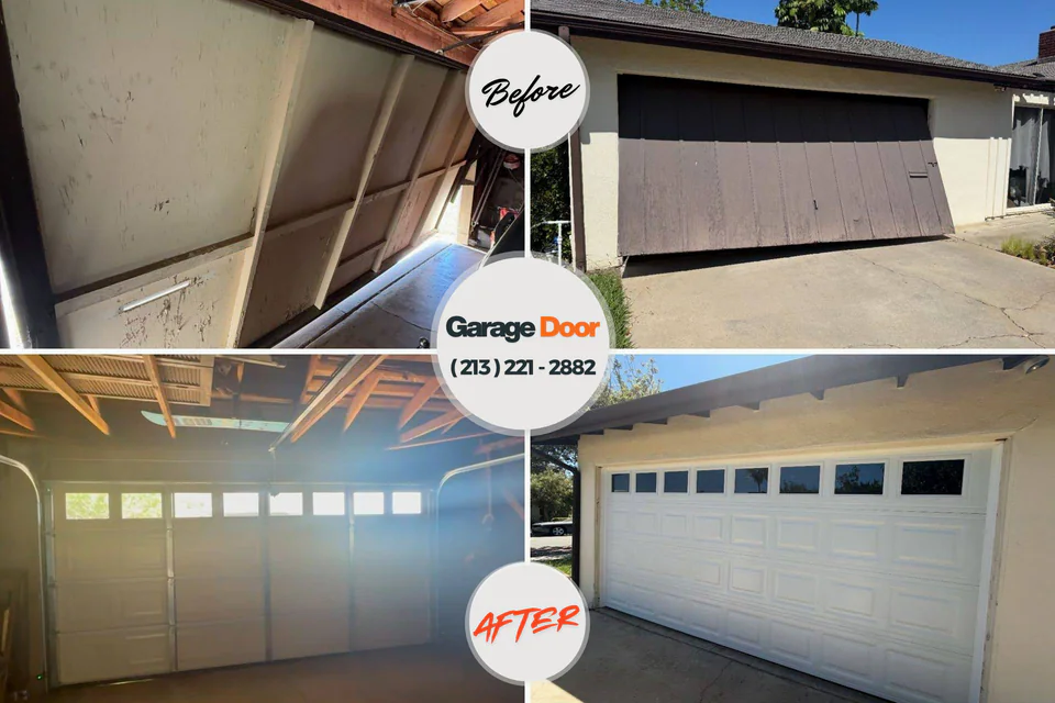 Before and after: garage door repair Knox, IN
